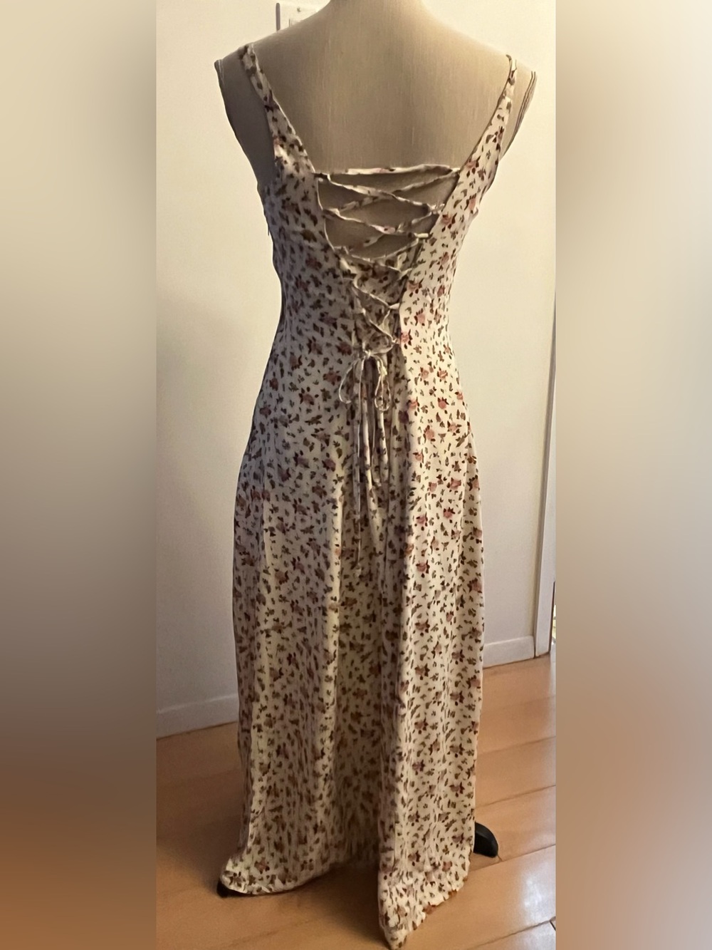 Cottagecore Unbranded Vintage-Style Floral Maxi Dress Lace-Up Corset Back XXS/XS